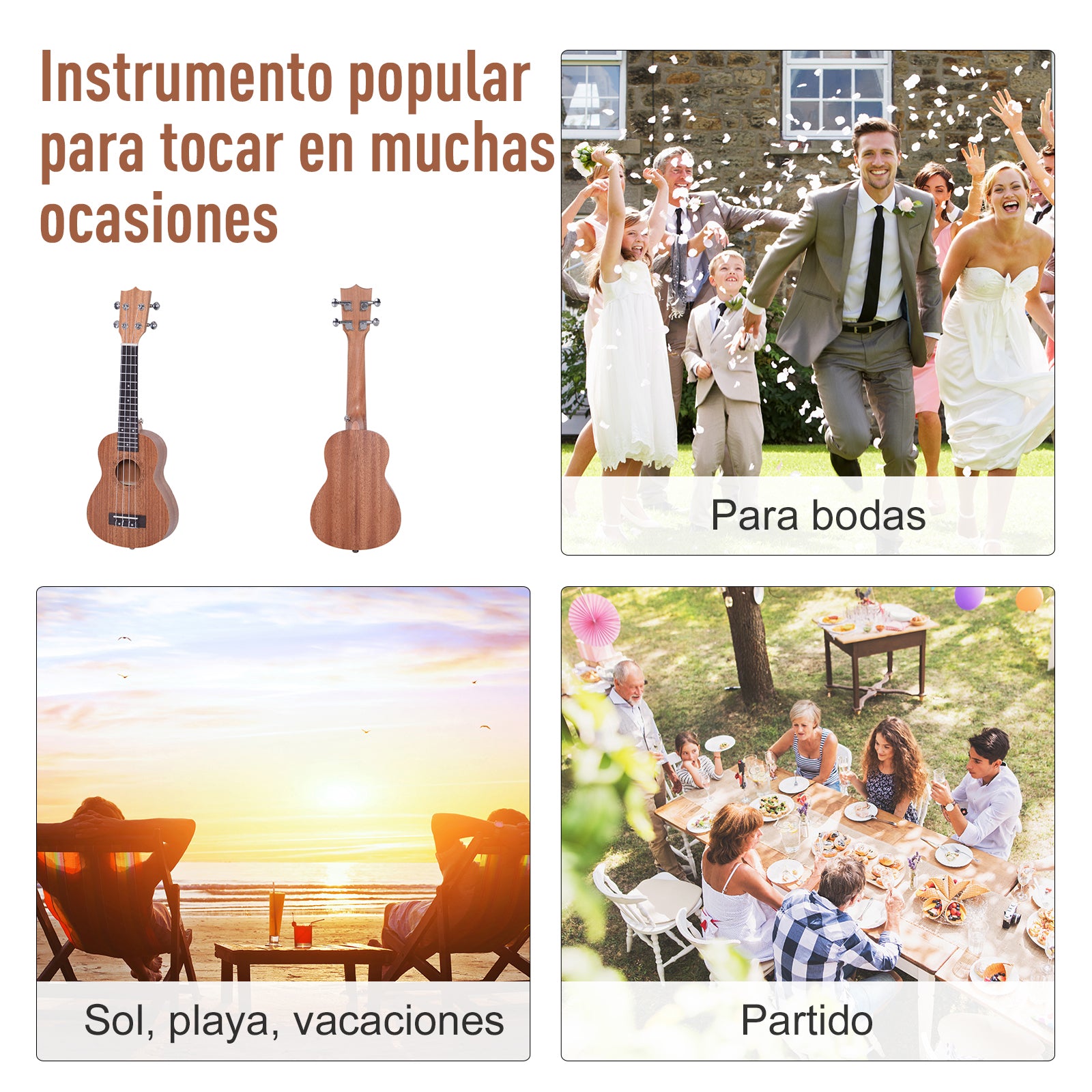 Ukelele Soprano 21 Polegadas Cor de Madeira Natural 53x17,5x6,2 cm