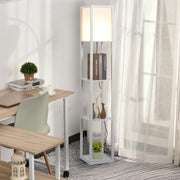 Candeeiro de Pé com 3 Prateleiras de Armazenamento 26x26x160cm Branco