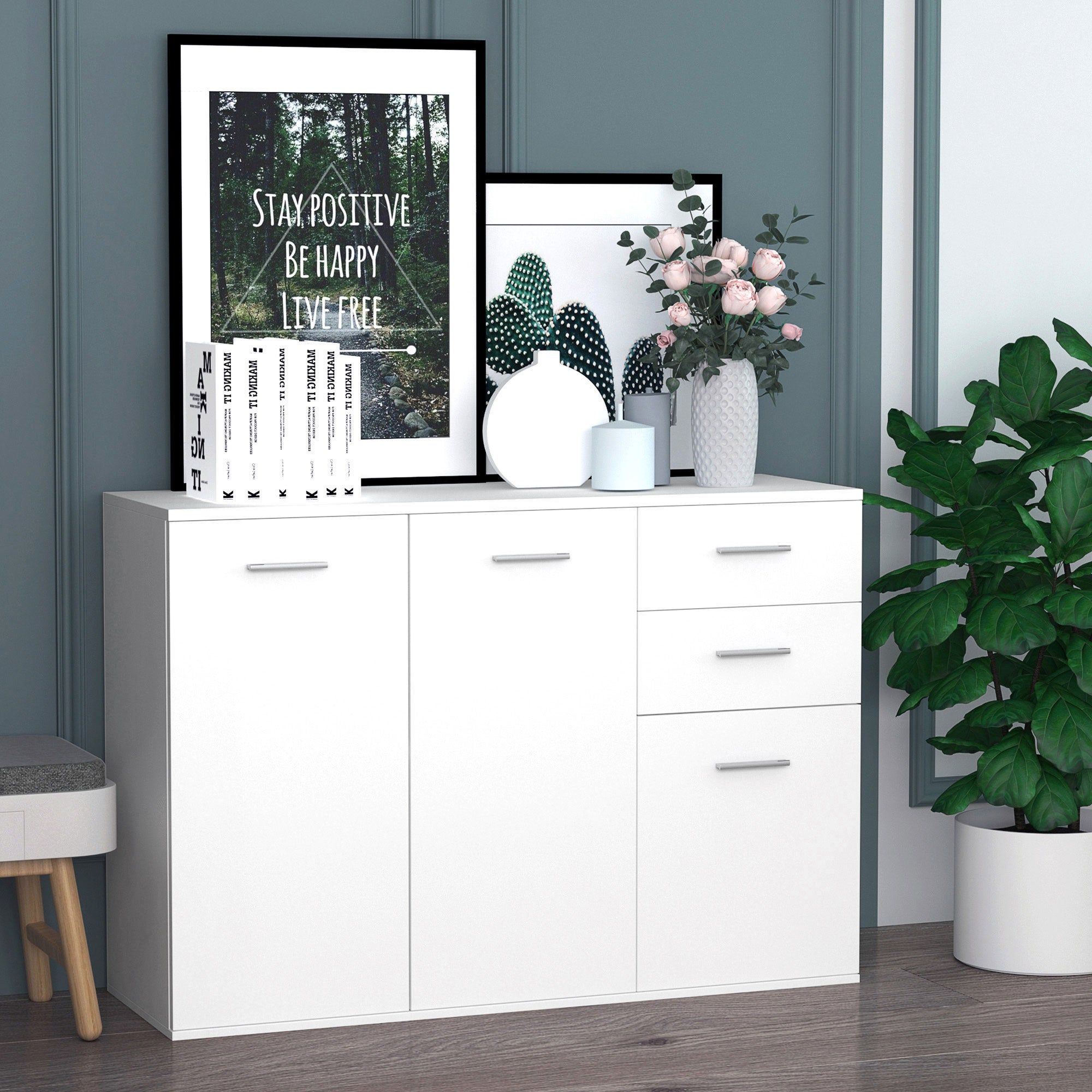 Armário Organizador de Armazenamento Branco 106x35x76cm
