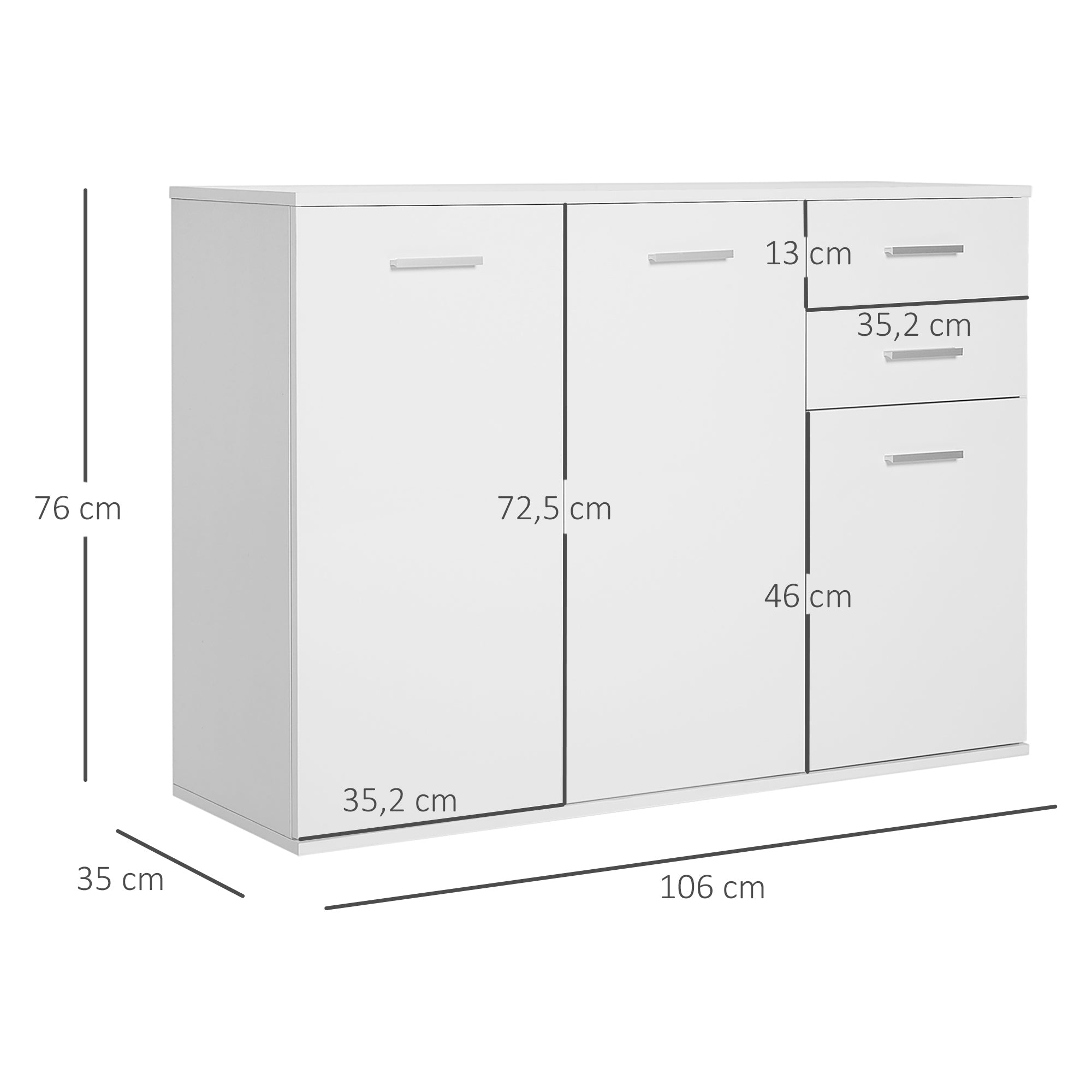 Armário Organizador de Armazenamento Branco 106x35x76cm