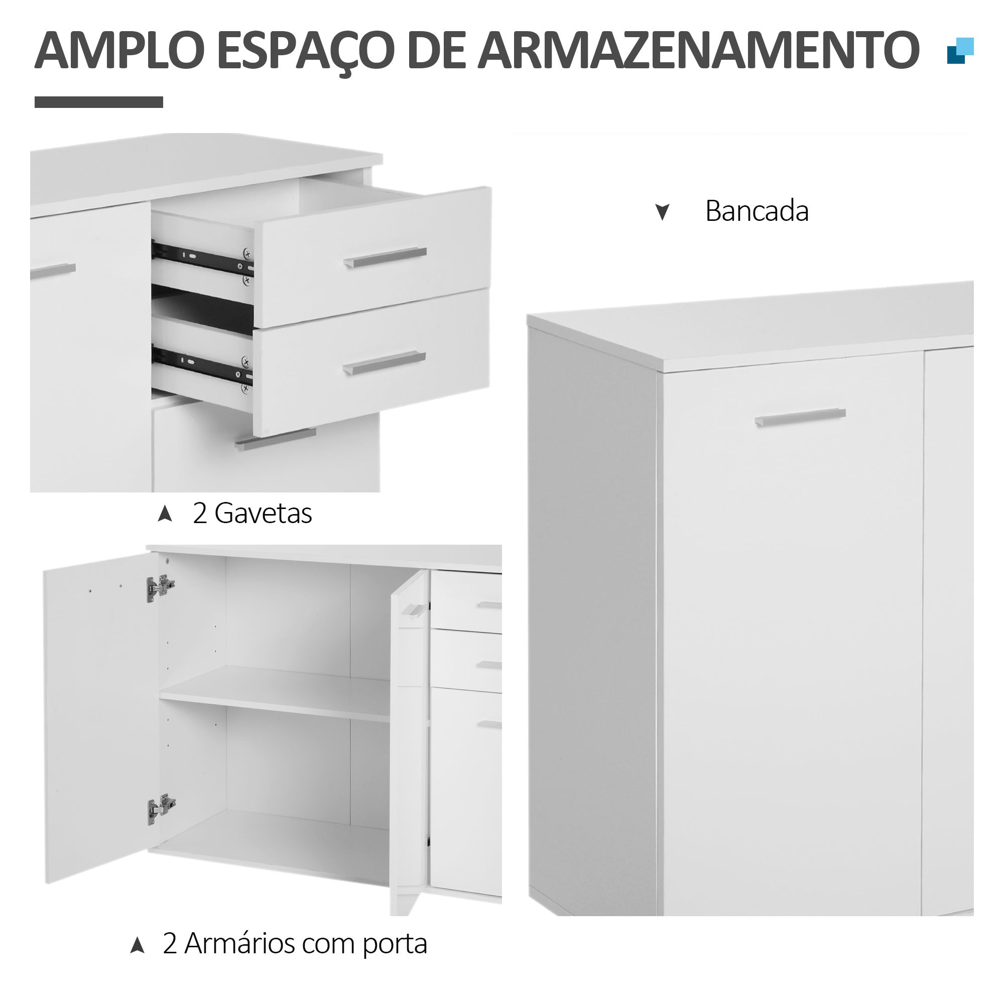 Armário Organizador de Armazenamento Branco 106x35x76cm