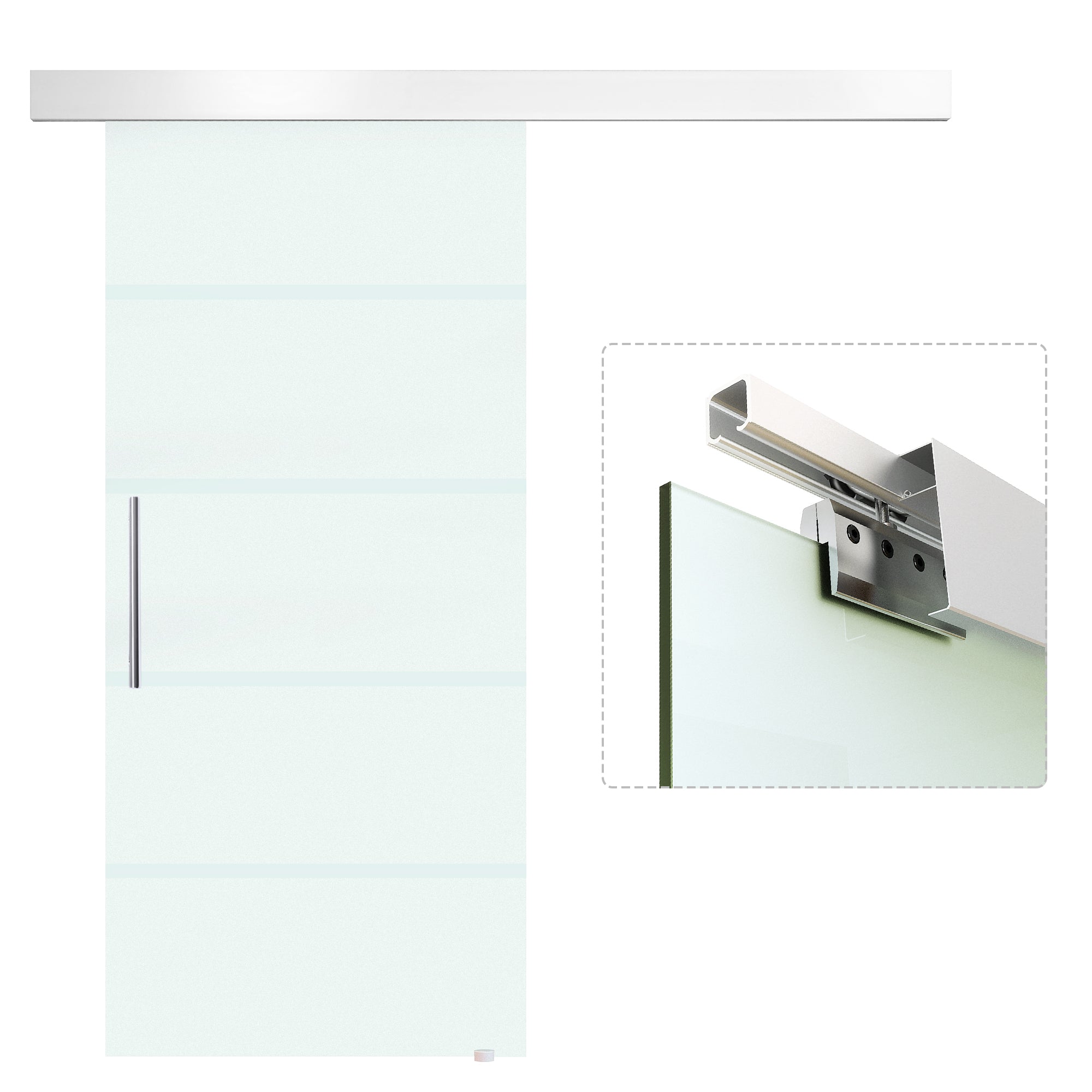 Porta de Correr de Vidro 90x205 cm - Cor Traslúcido