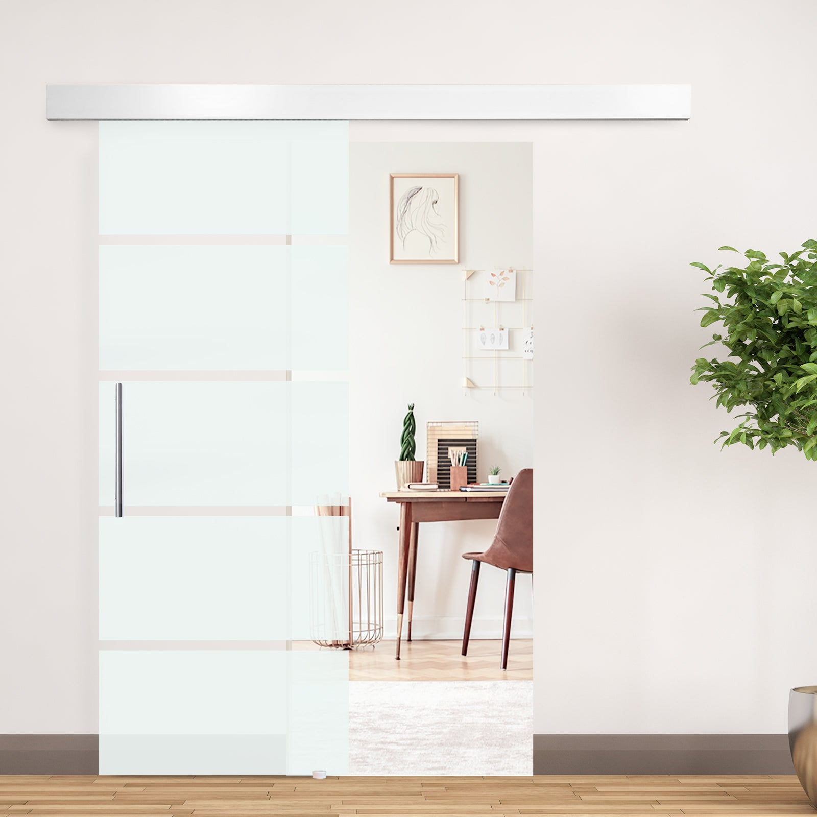 Porta de Correr de Vidro 90x205 cm - Cor Traslúcido