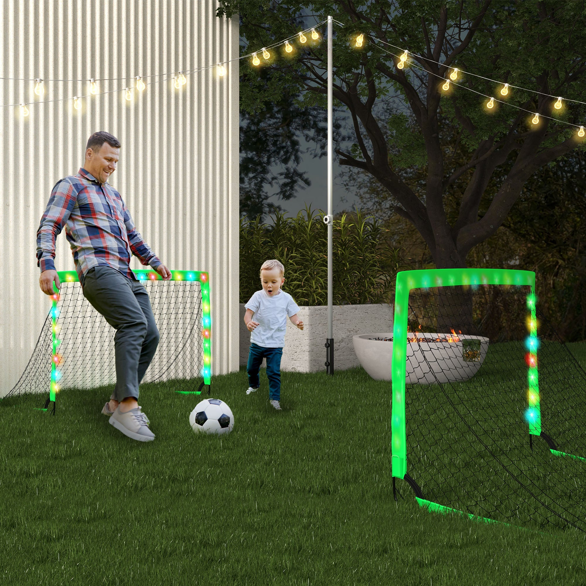 Conjunto de 2 Balizas de Futebol para Crianças 120x90x90 cm Verde