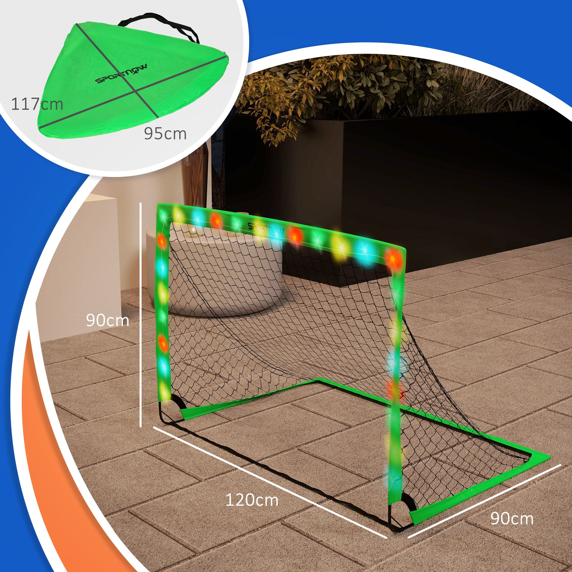 Conjunto de 2 Balizas de Futebol para Crianças 120x90x90 cm Verde