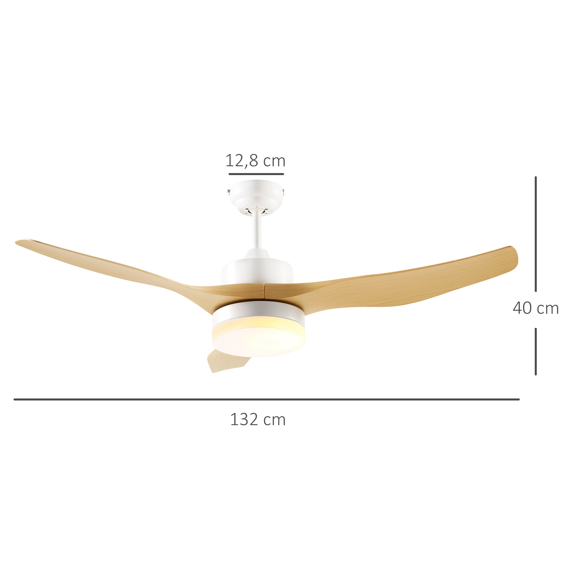 Ventoinha de Teto Ø132cm Cor de Madeira Natural