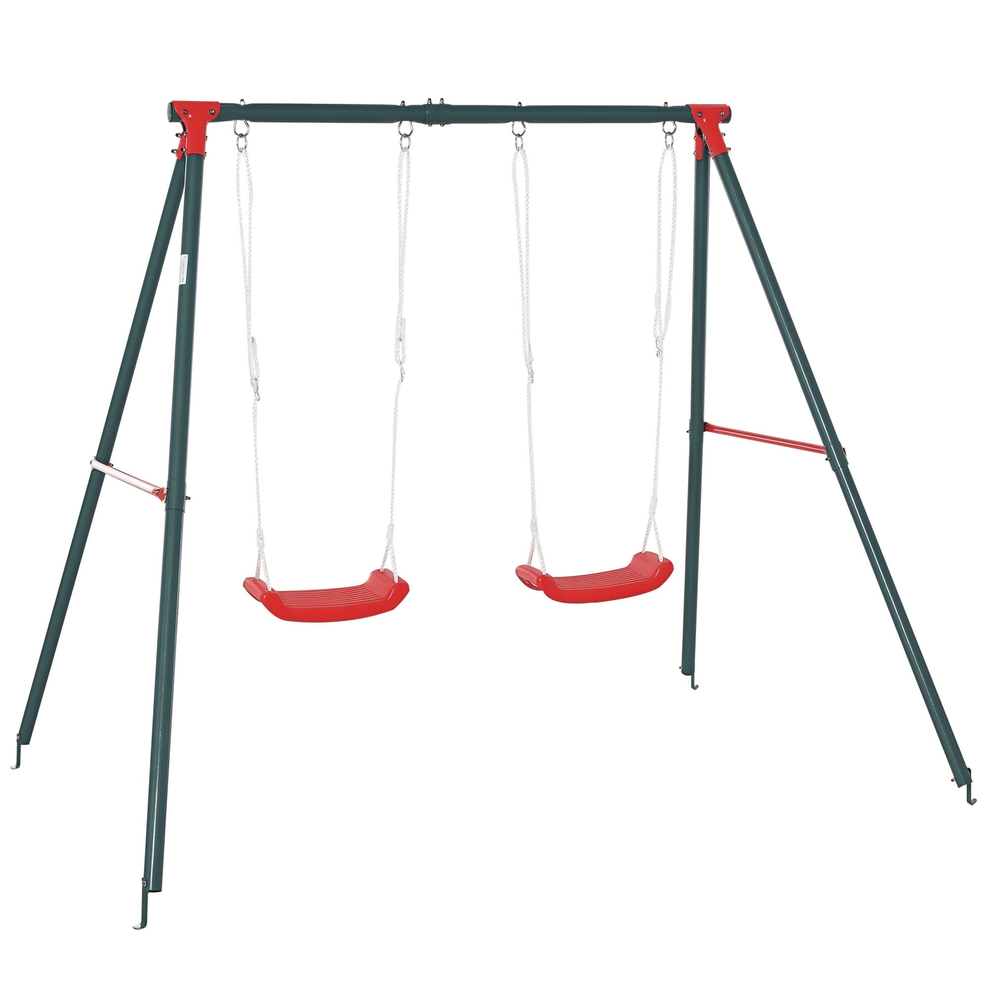 Baloiço Duplo para Crianças 220x160x180 cm Verde e Vermelho