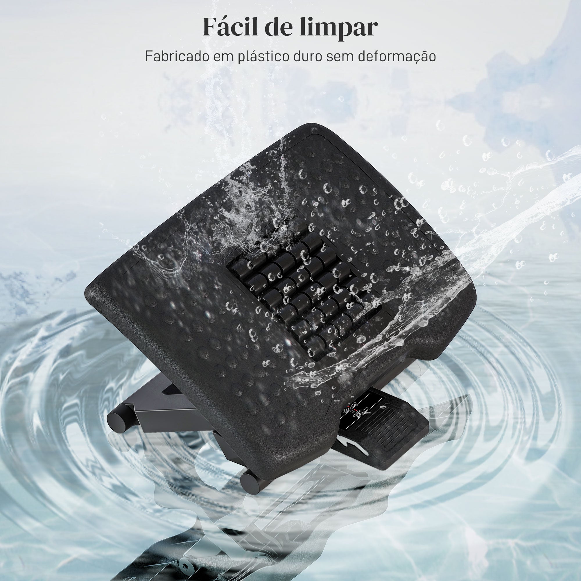 Apoio para Pés com Massagem e Altura Ajustável - Preto 46x35x11/13,5/17 cm
