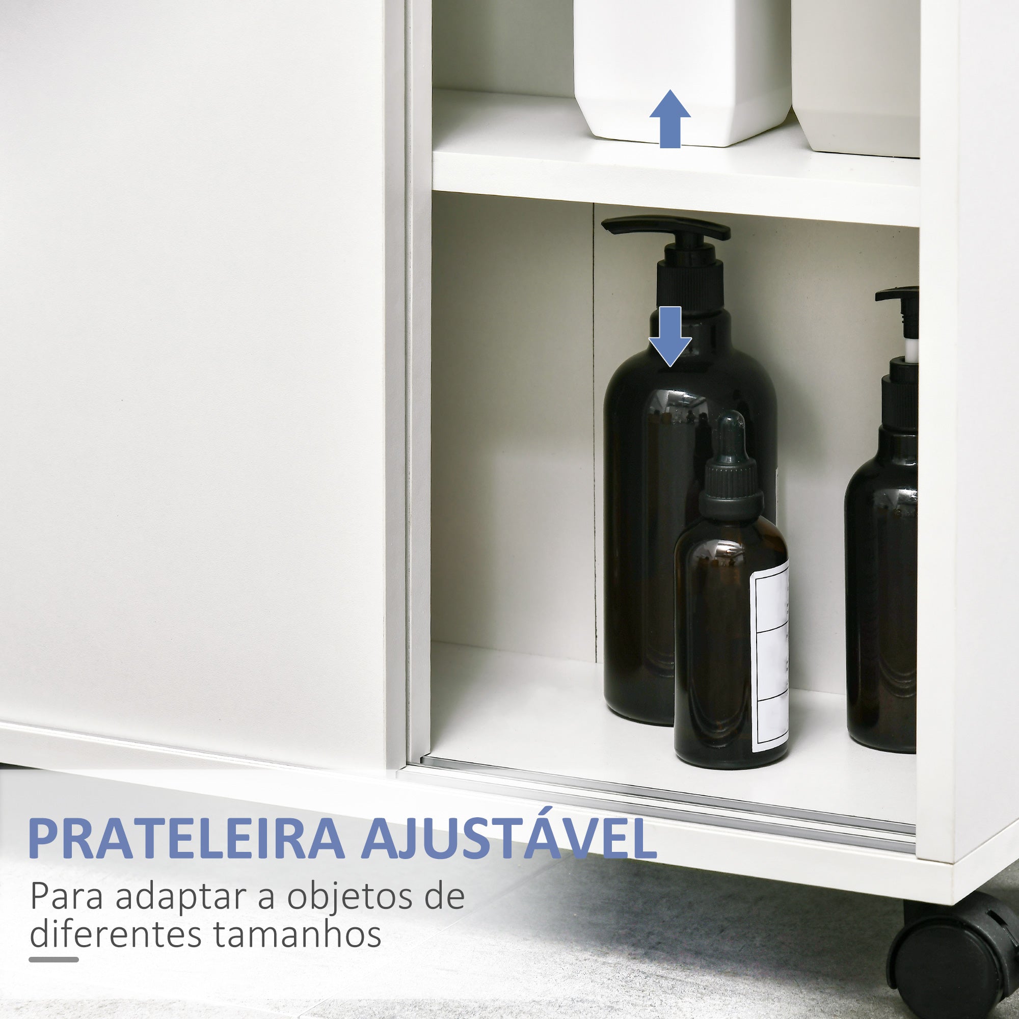 Armário Casa de Banho 70x20x71cm Branco com 2 Prateleiras Abertas e 3 Portas