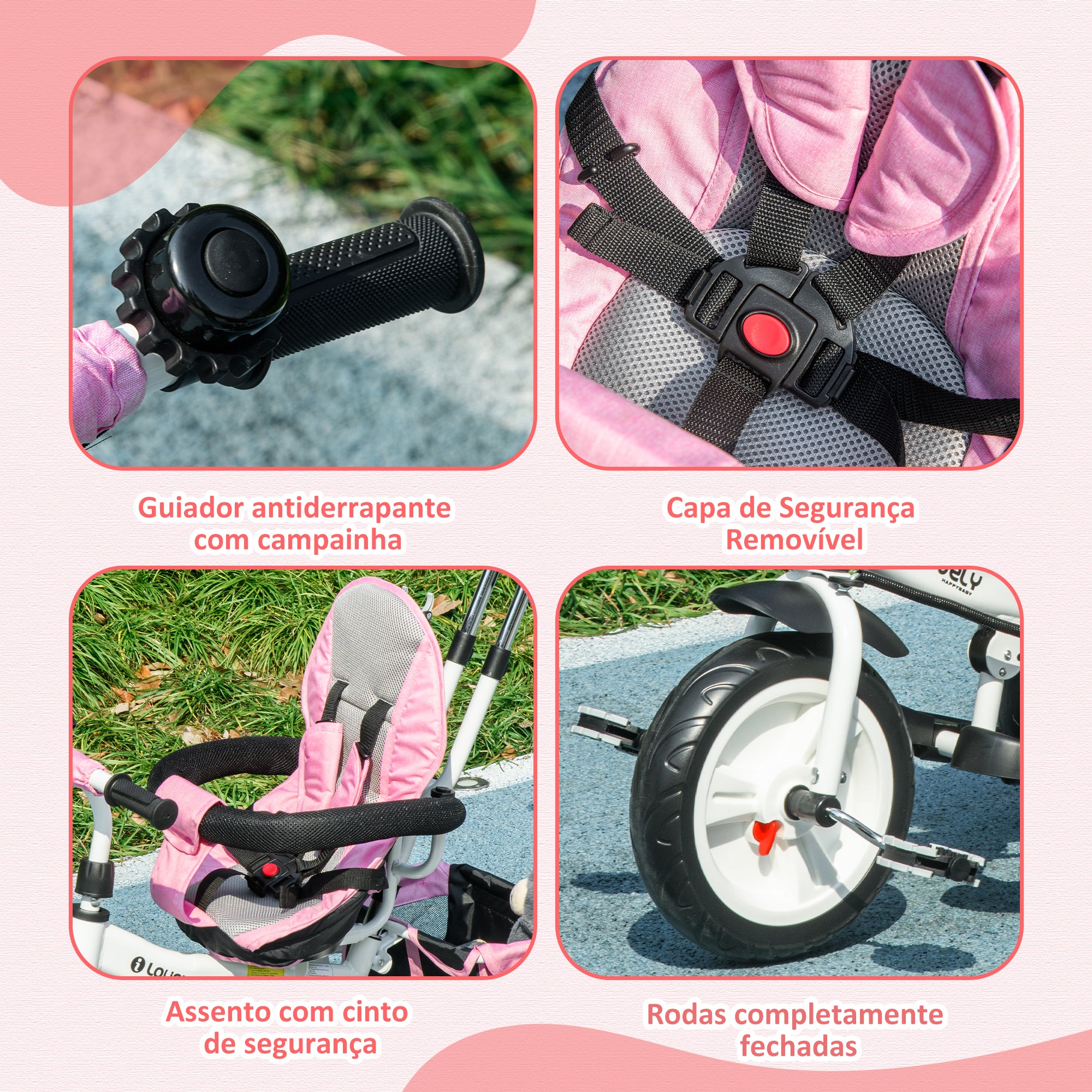 Triciclo Evolutivo 2 em 1 Rosa 95x50x106 cm