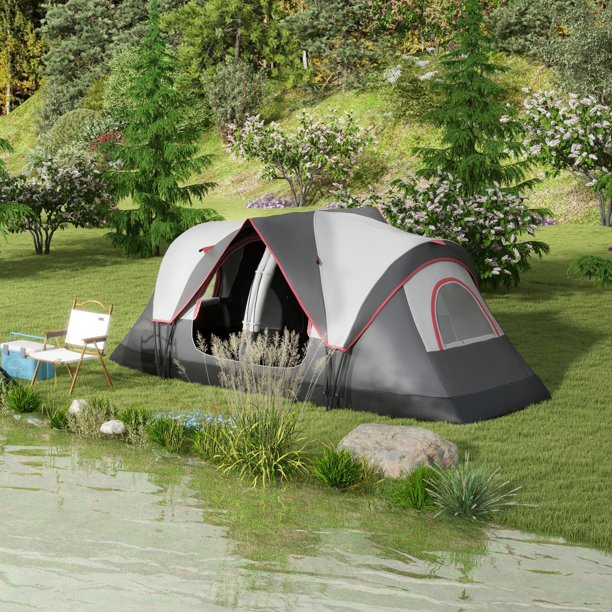 Tenda de Campismo Familiar para 4-5 Pessoas 450x215x180 cm Cinzento