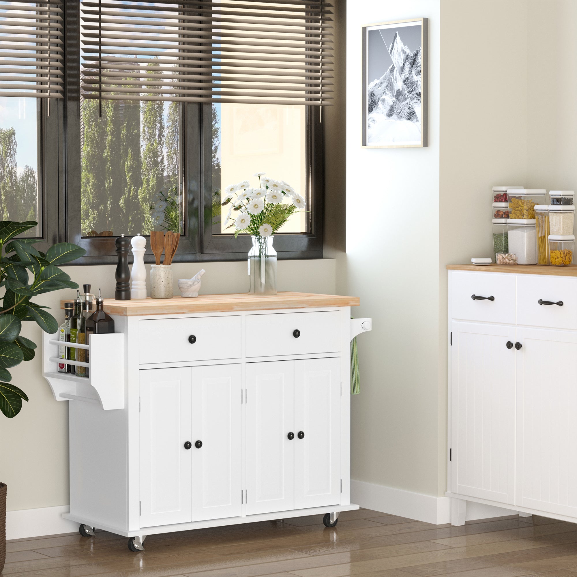 Ilha de Cozinha Portátil 111x44.5x82.5 cm - Branco
