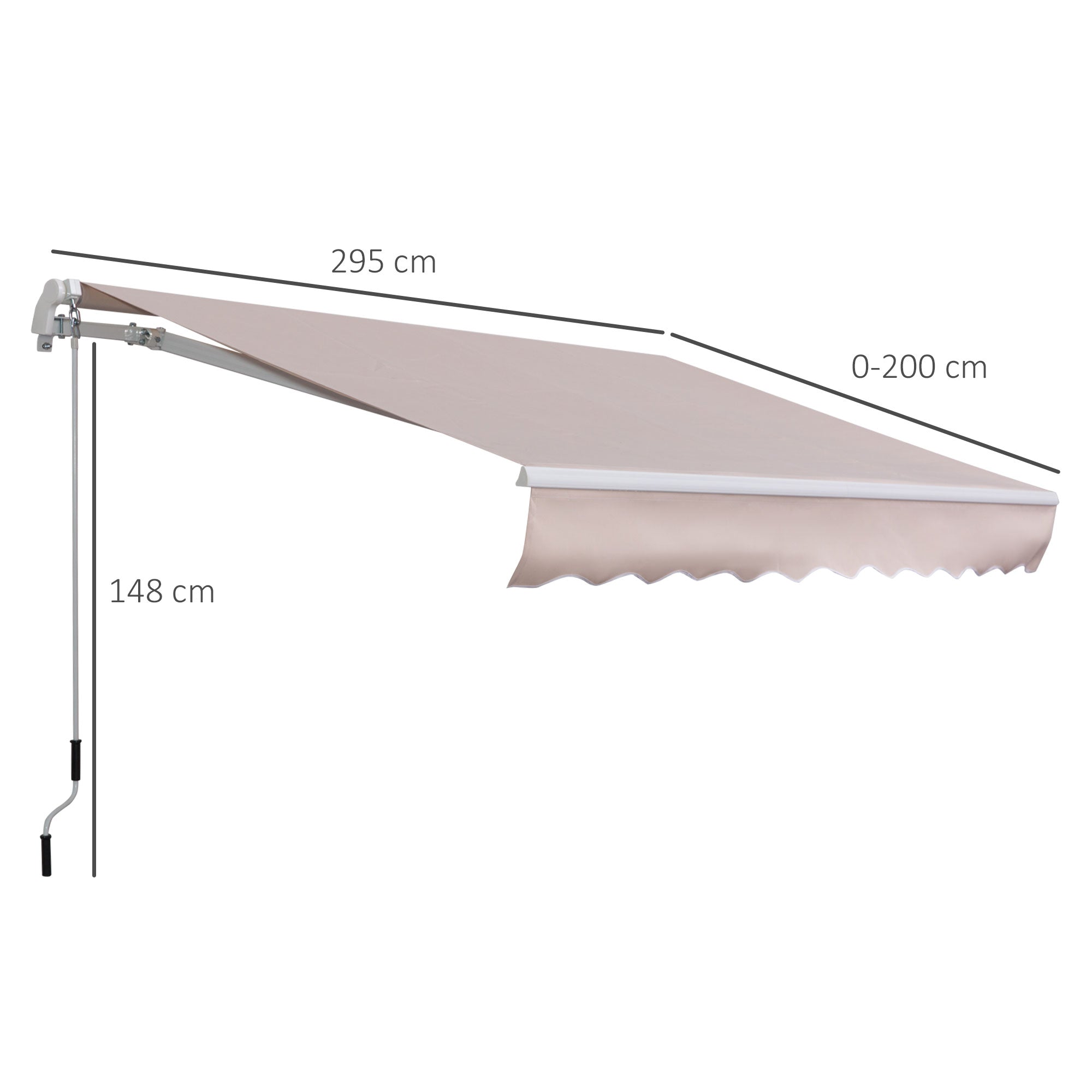 Toldo Manual com Manivela Retrátil 295x200 cm Bege