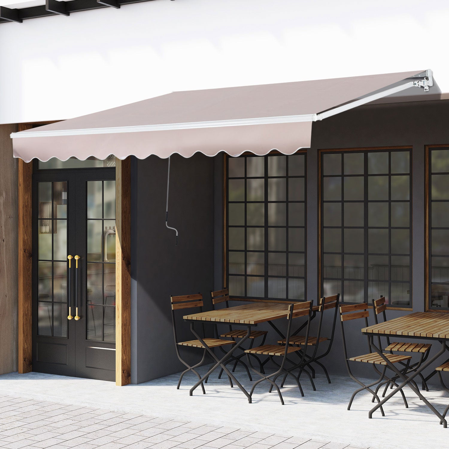 Toldo Manual com Manivela Retrátil 295x200 cm Bege