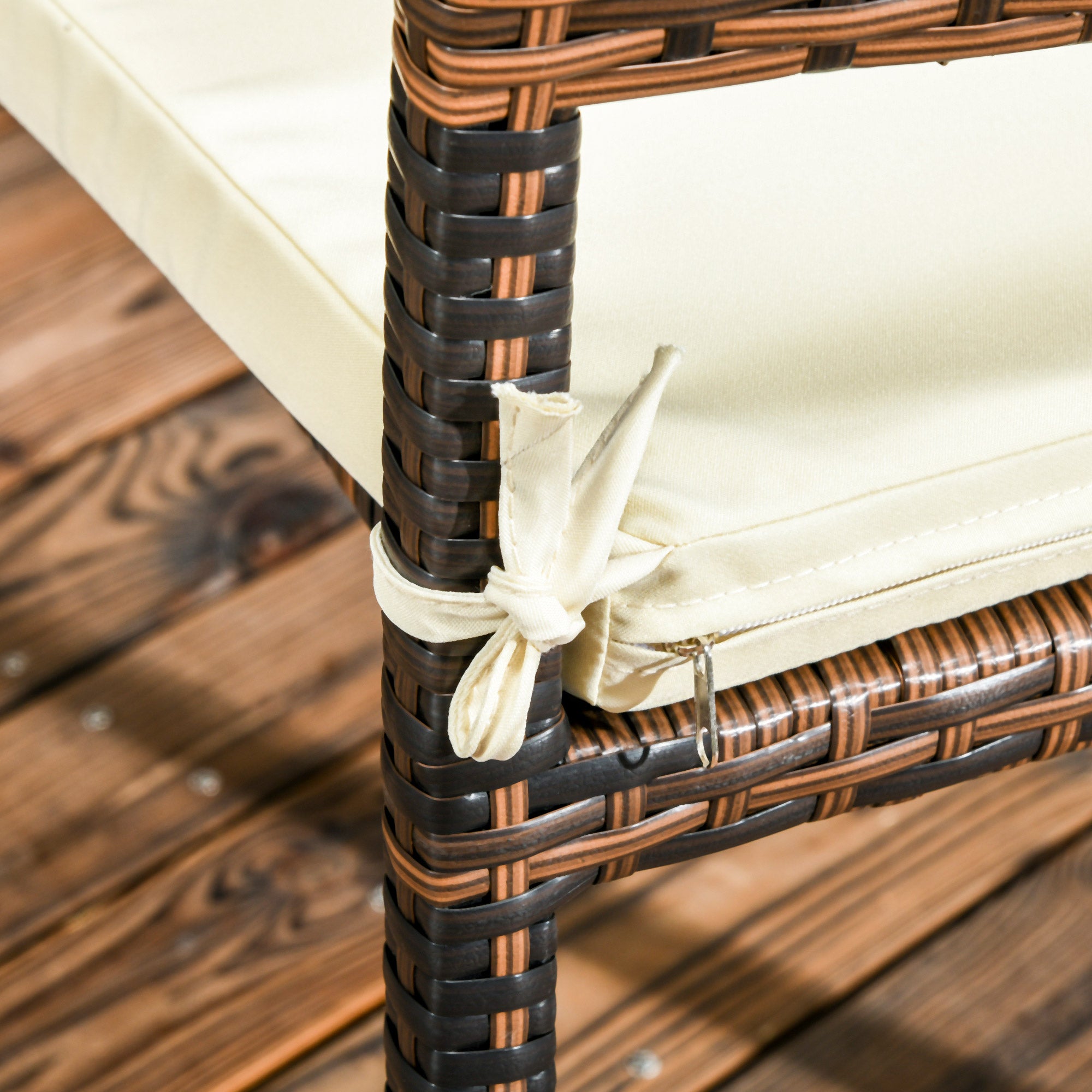 Conjunto de Móveis de Vime Sintético – 90x90x74 cm – Marrom – Aço e Vime PE