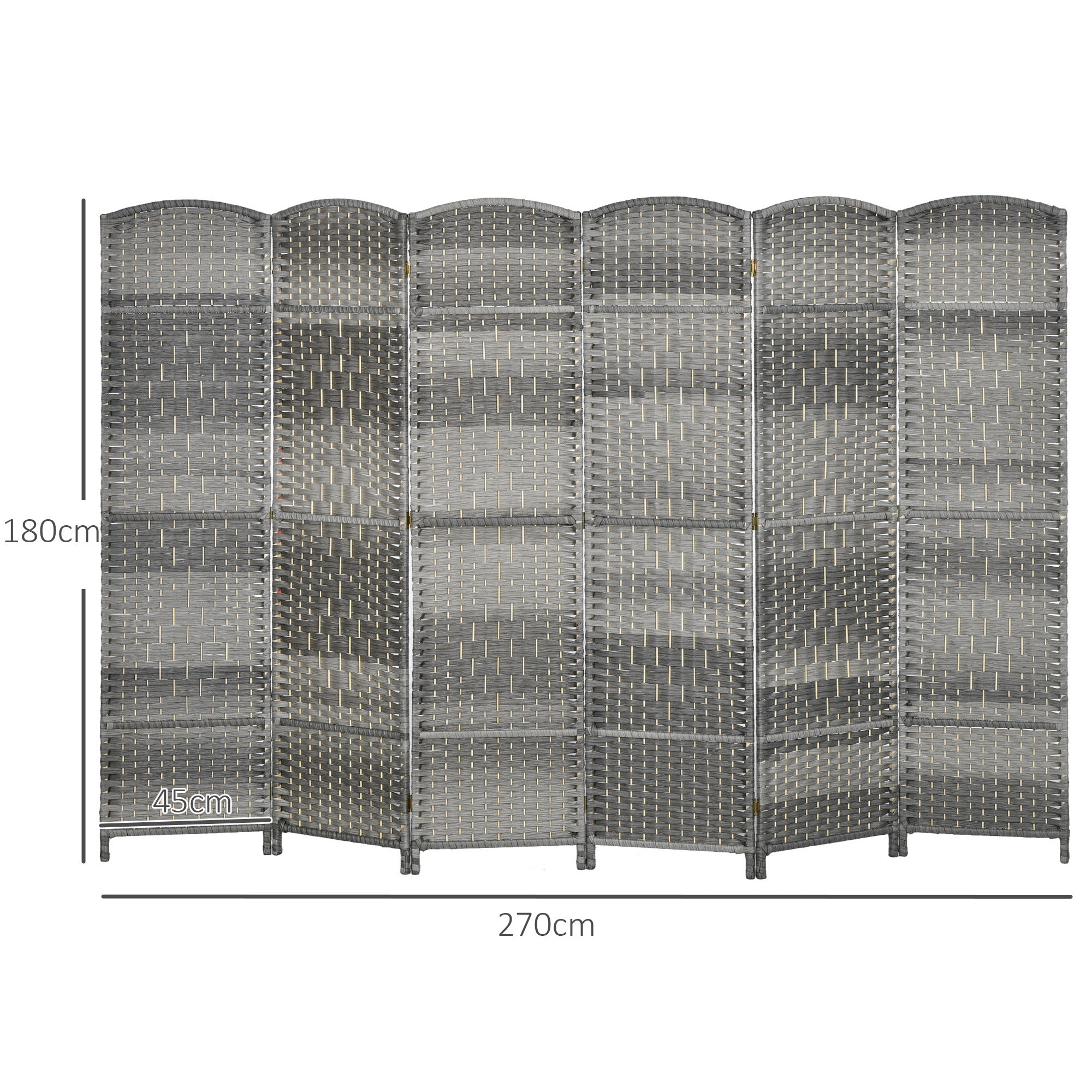 Biombo Dobrável de 6 Painéis 270x180 cm - Cinzento