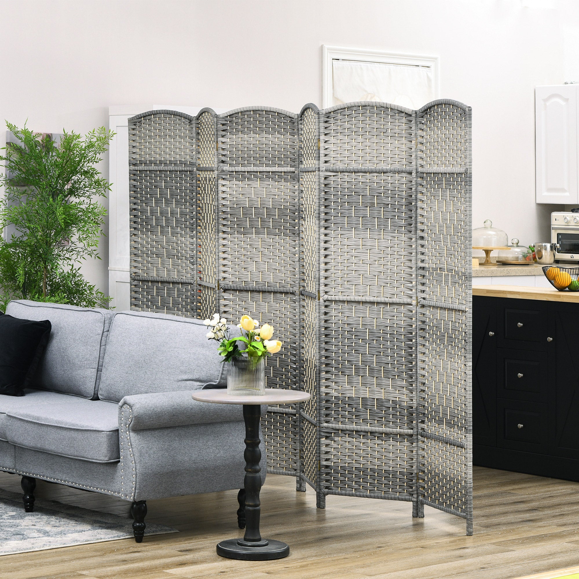 Biombo Dobrável de 6 Painéis 270x180 cm - Cinzento