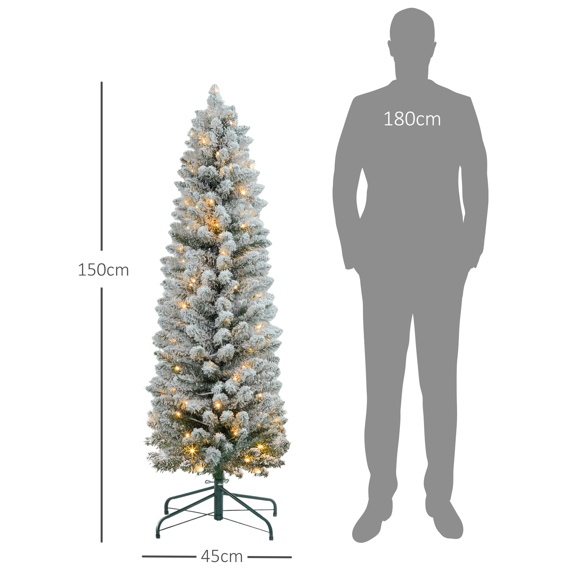 Árvore de Natal Artificial 150 cm Verde com 120 Luzes LED - Ø45x150 cm