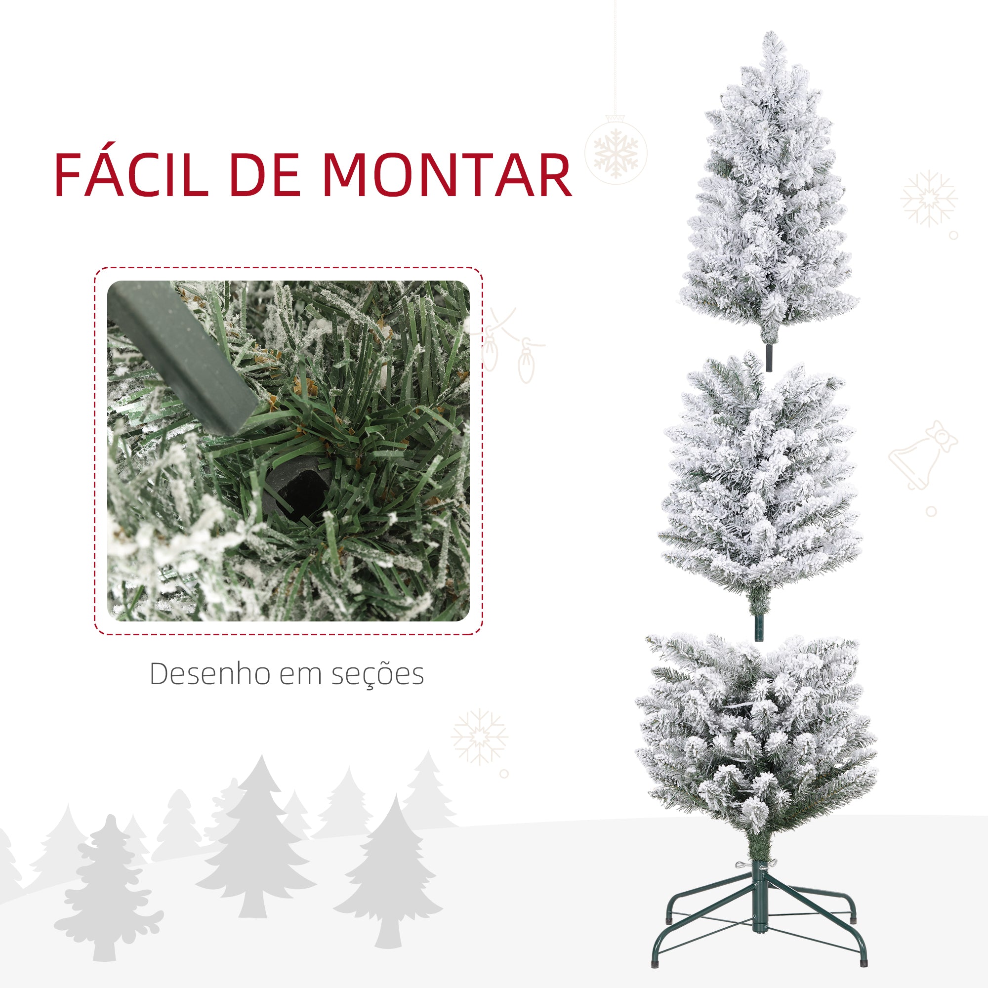 Árvore de Natal Artificial 150 cm Verde com 120 Luzes LED - Ø45x150 cm