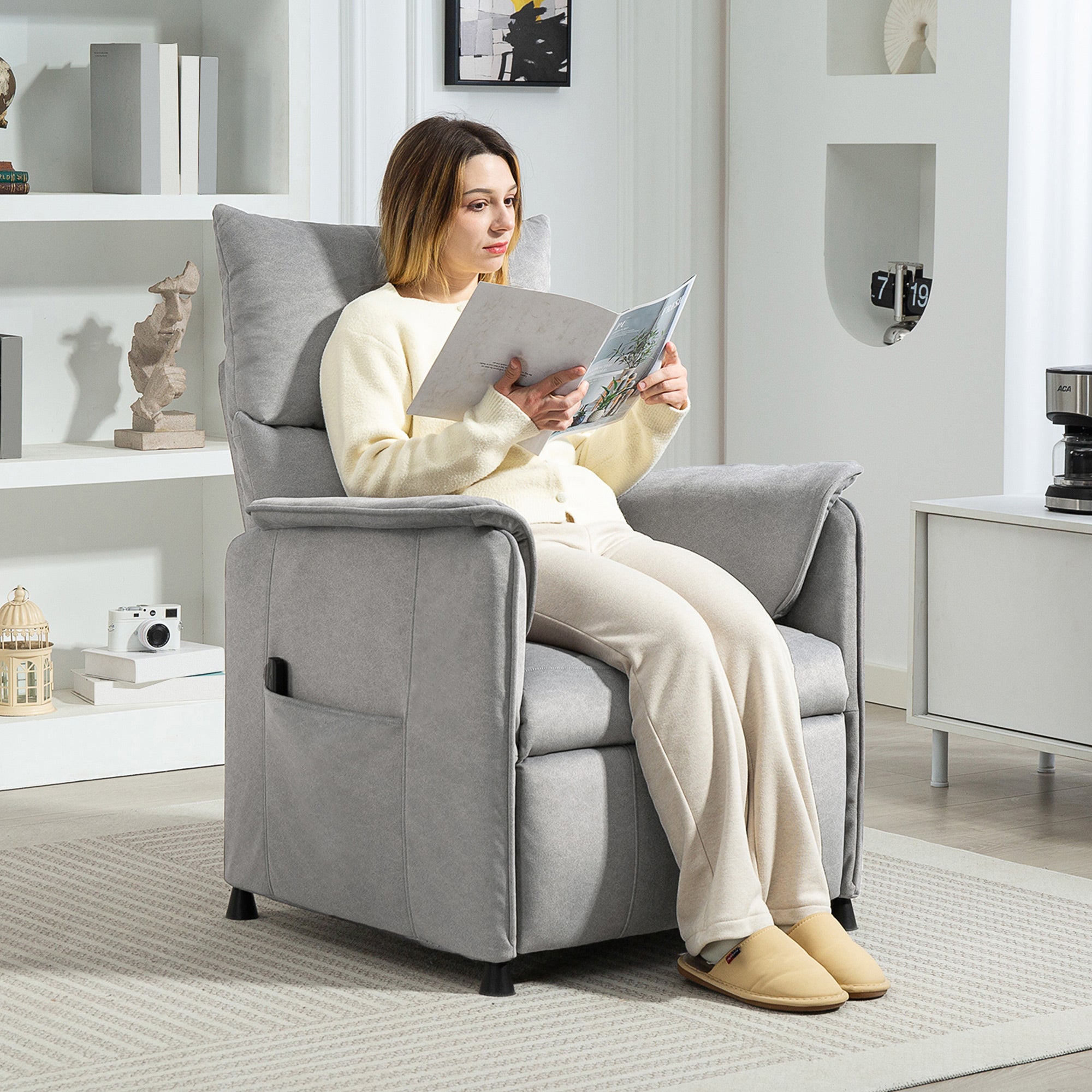 Poltrona Reclinável Elétrica Cinzenta 80x83x104 cm