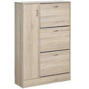Sapateira com 3 Portas para até 12 Pares de Sapatos - Cor de Madeira Natural 79x26x120 cm