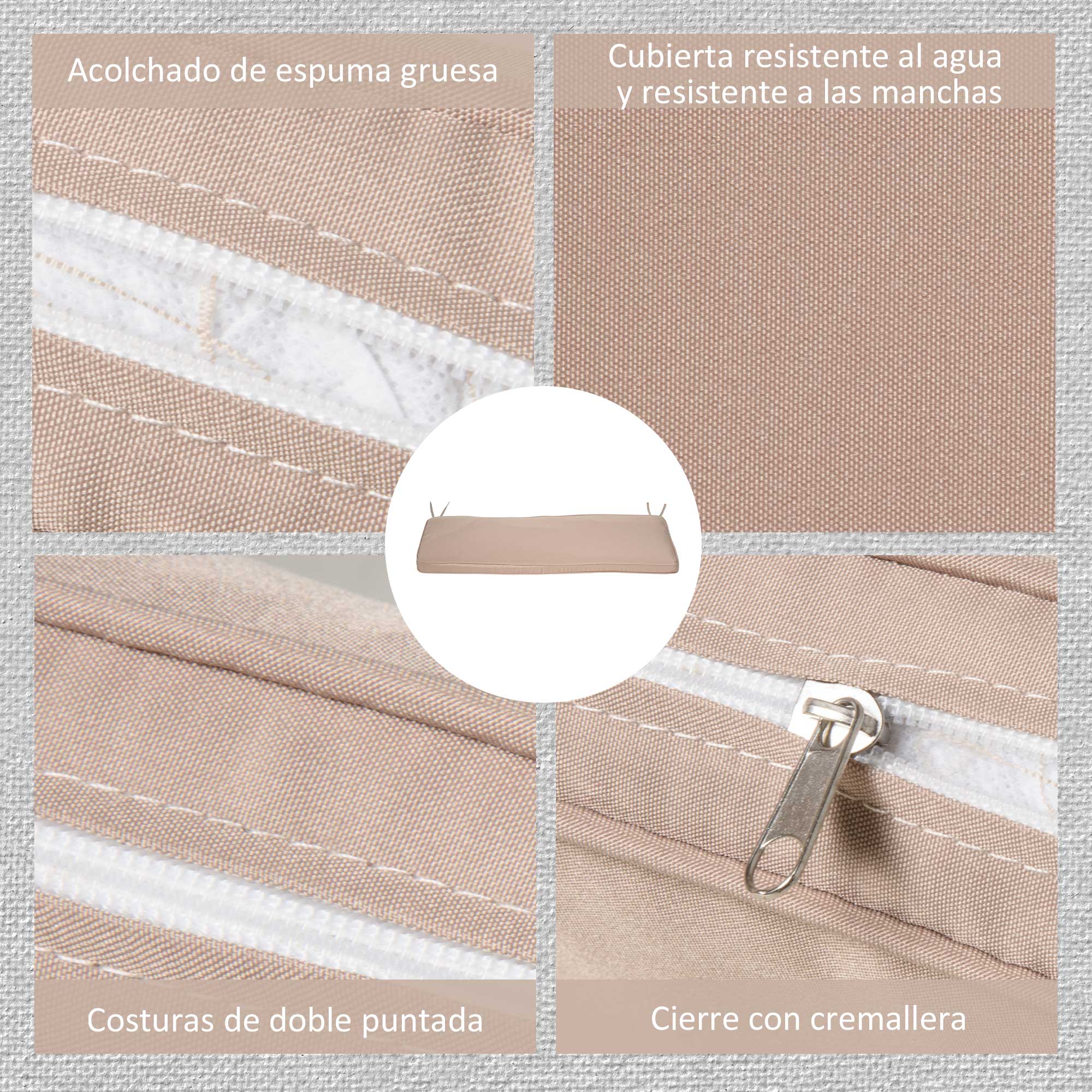 Almofada para Banco de Jardim 110x46x5cm Bege Escuro