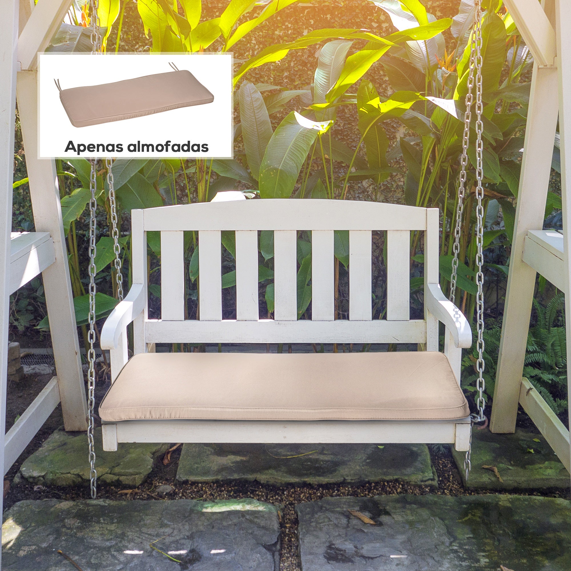 Almofada para Banco de Jardim 110x46x5cm Bege Escuro