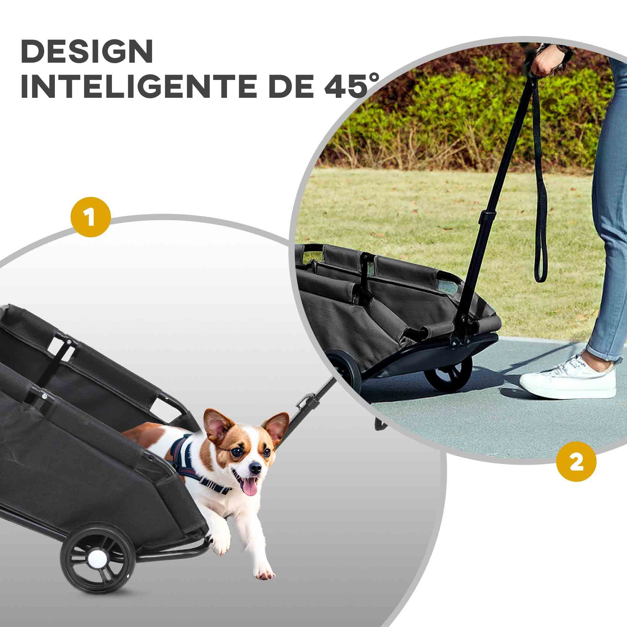 Carrinho para Cães Miniatura 53x45x28 cm - Preto