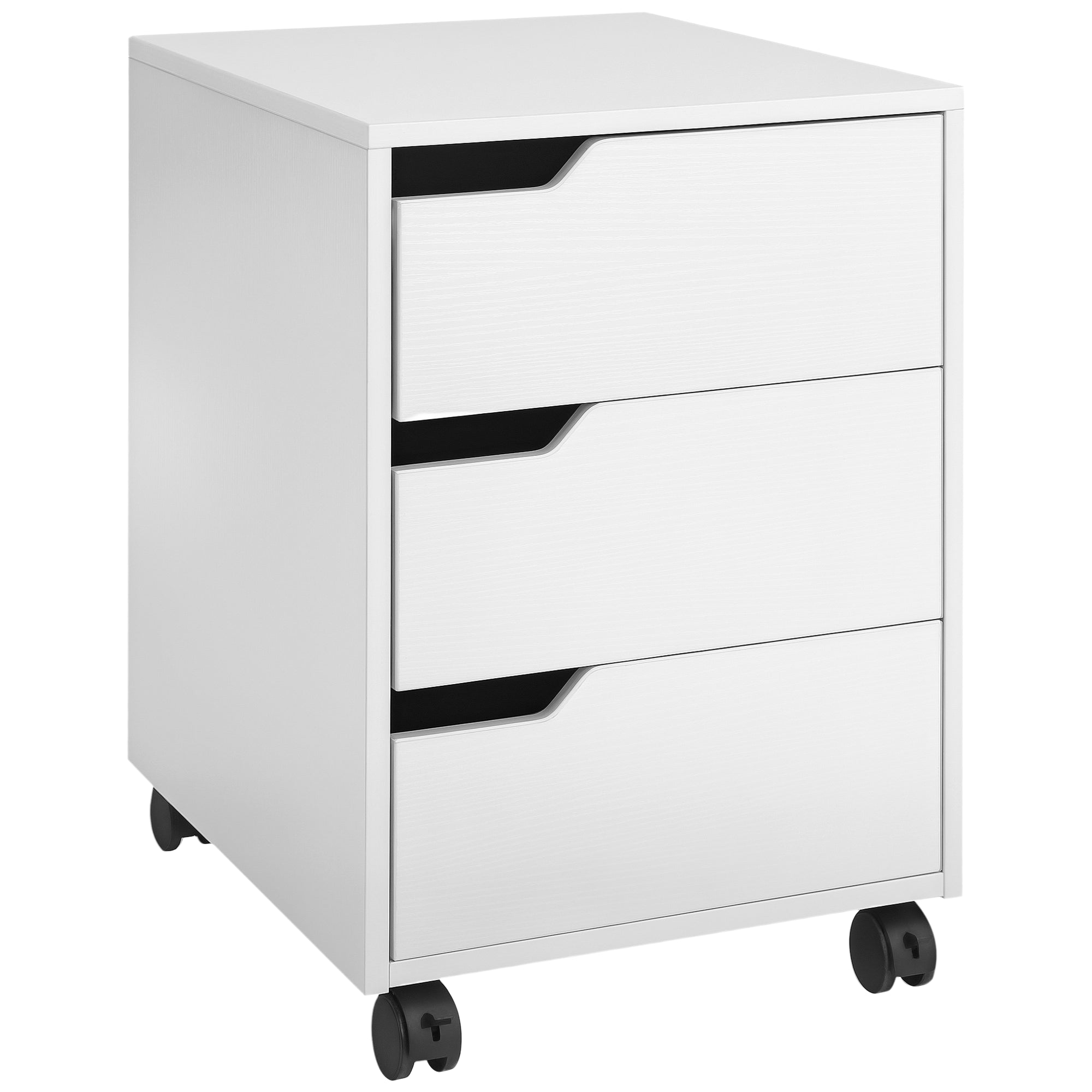 Bloco de Gavetas com 3 Gavetas e 4 Rodas 40x50x57,5 cm - Branco