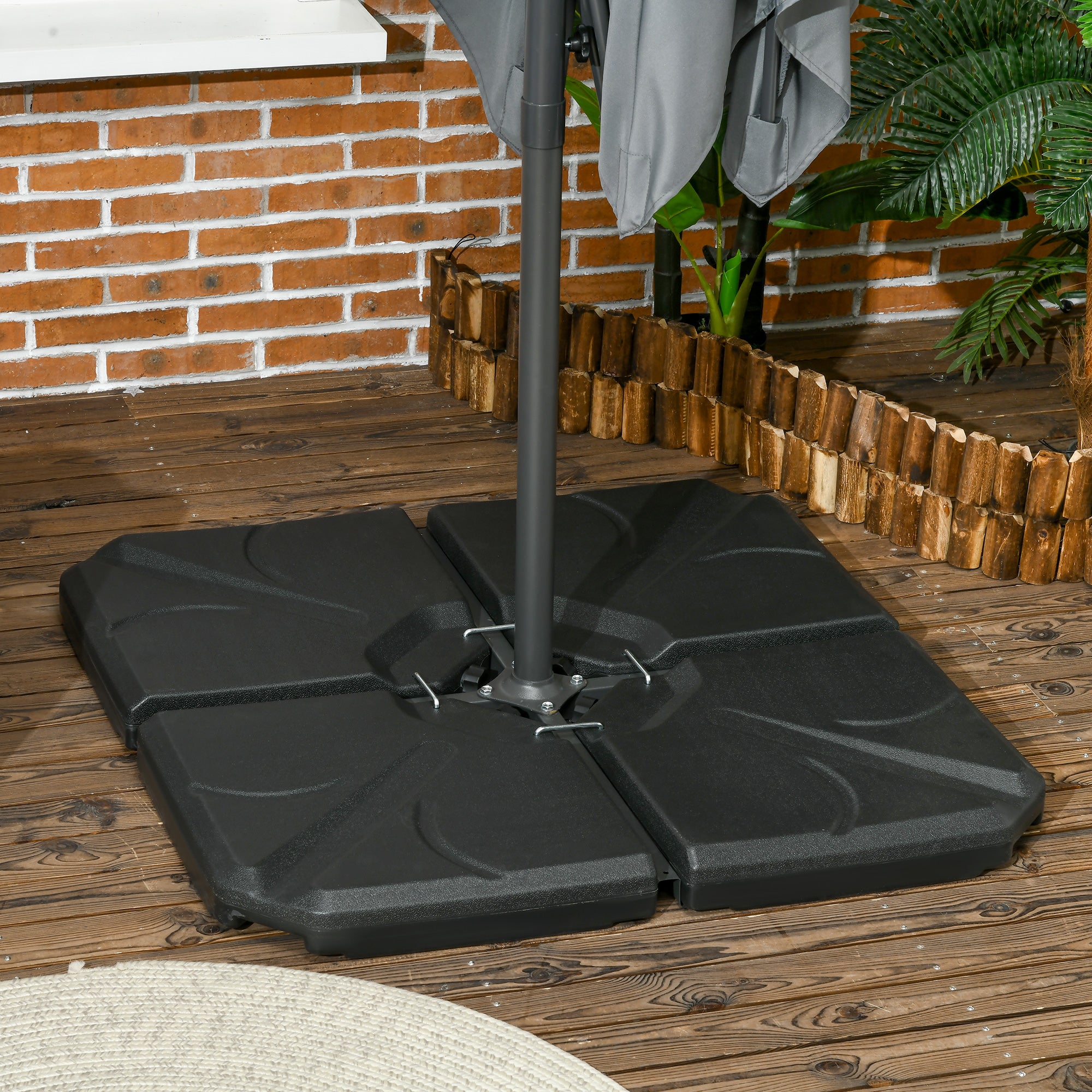 Base para Chapéu de Sol 4 Peças Recarregável Preto 103x103x8,3 cm
