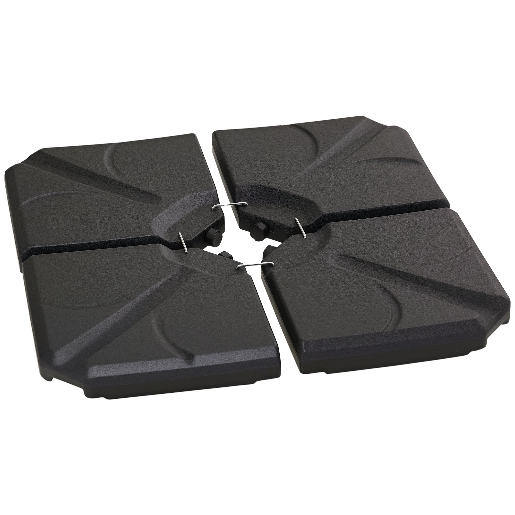 Base para Chapéu de Sol 4 Peças Recarregável Preto 103x103x8,3 cm