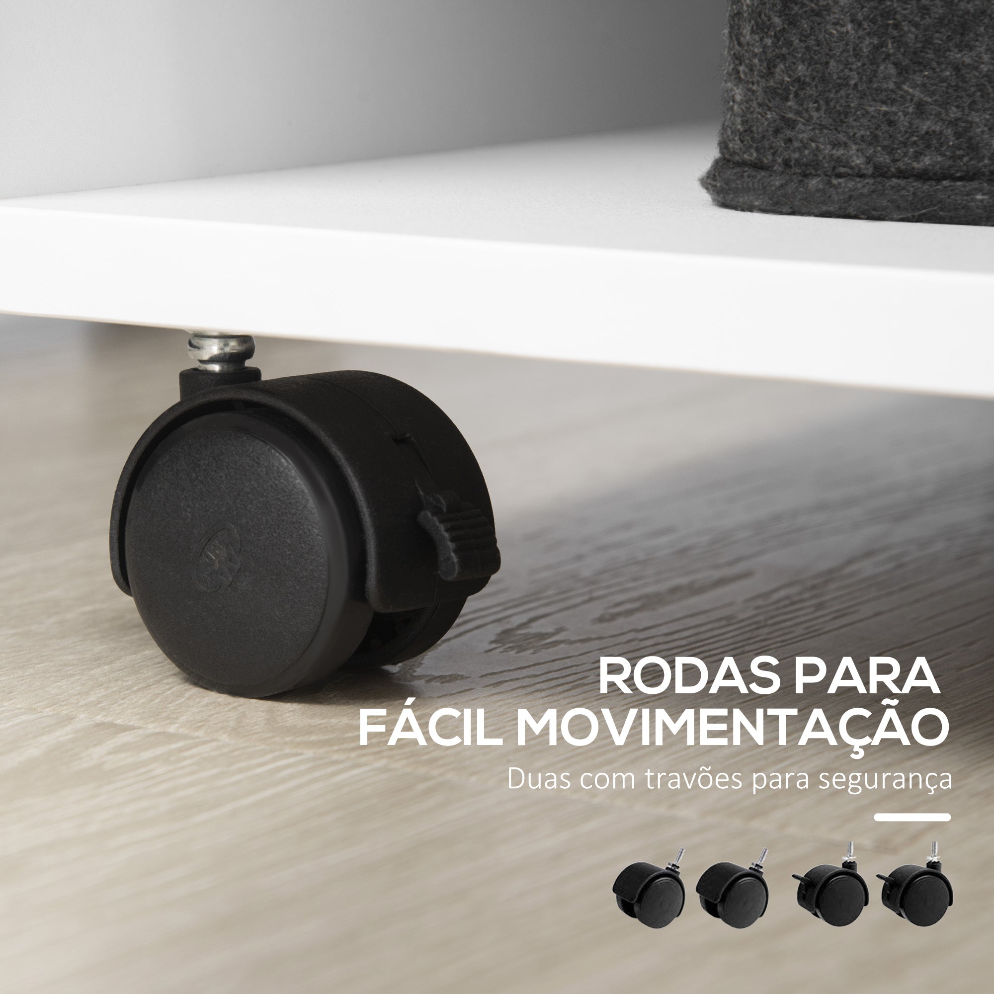 Armário para Impressora Móvel Auxiliar de Escritório Branco 60x40x75.8 cm