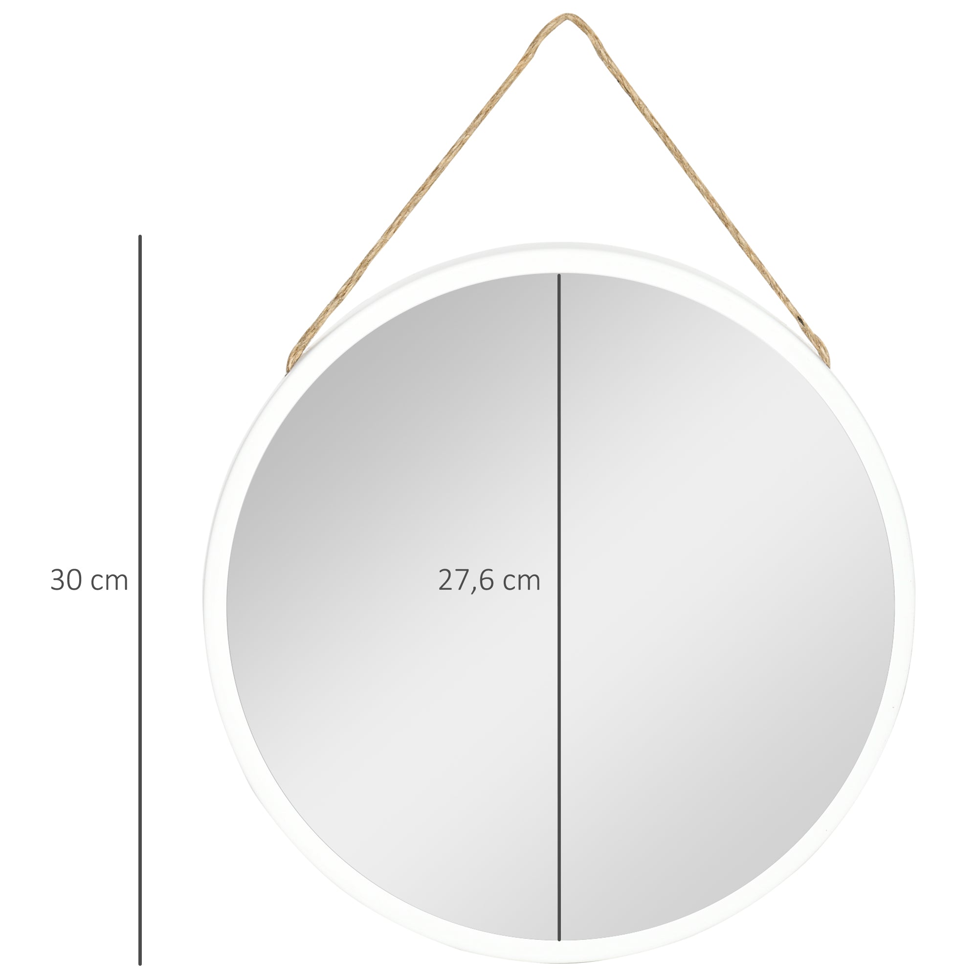 Espelho Decorativo Redondo 30x30cm - Cor Branco