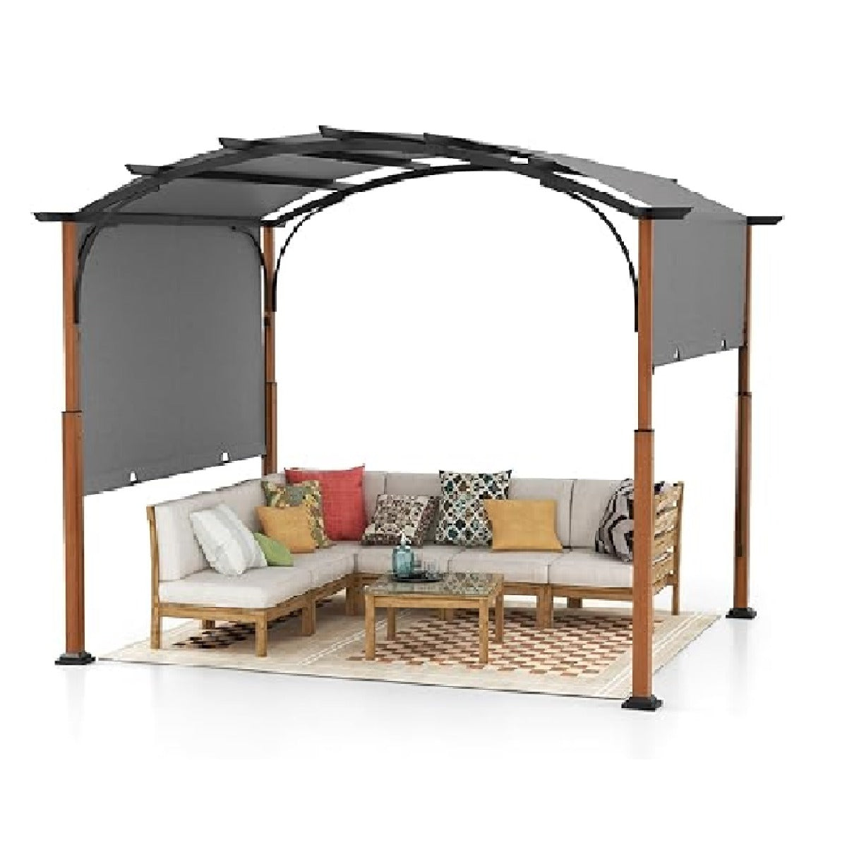 Pérgola Retrátil de Metal – 360 x 300 cm – Cinzento
