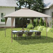 Gazebo Emergente 395 x 395 cm com Toldo Ventilado, 8 Orifícios de Drenagem, 4 Cordas e 8 Estacas em Caqui