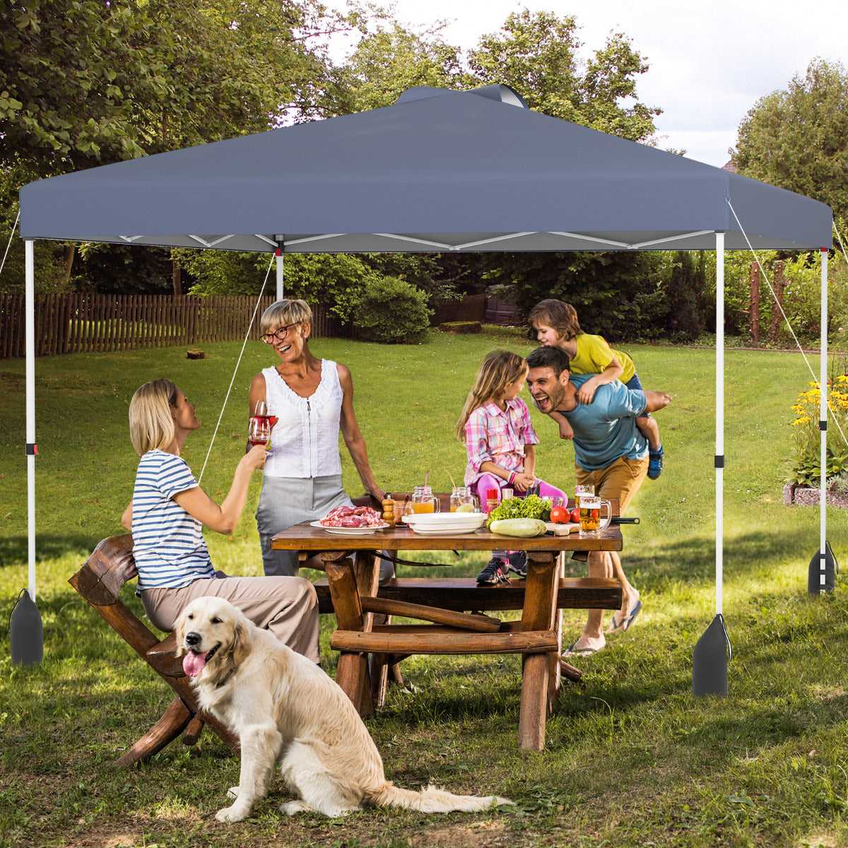 Tenda de Jardim  3 x 3 m com 1 Parede Lateral - Cinzento