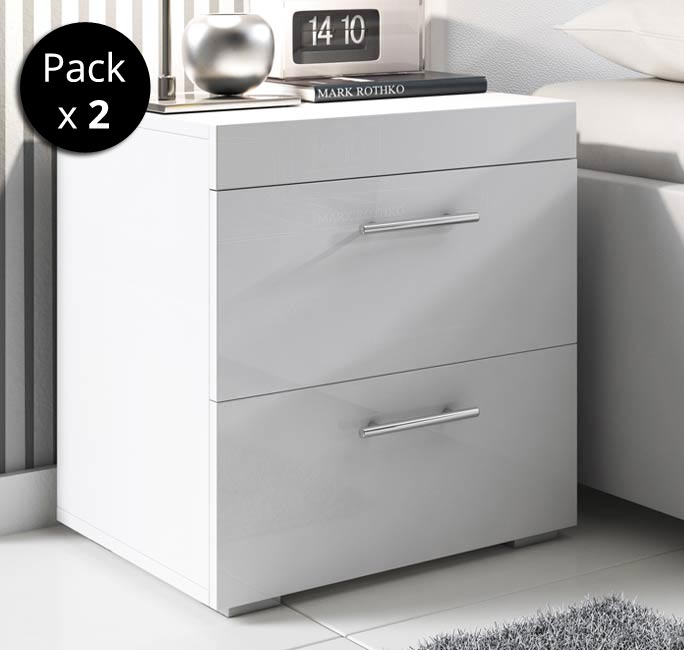 Pack de 2 mesas de cabeceira Cesar brancas