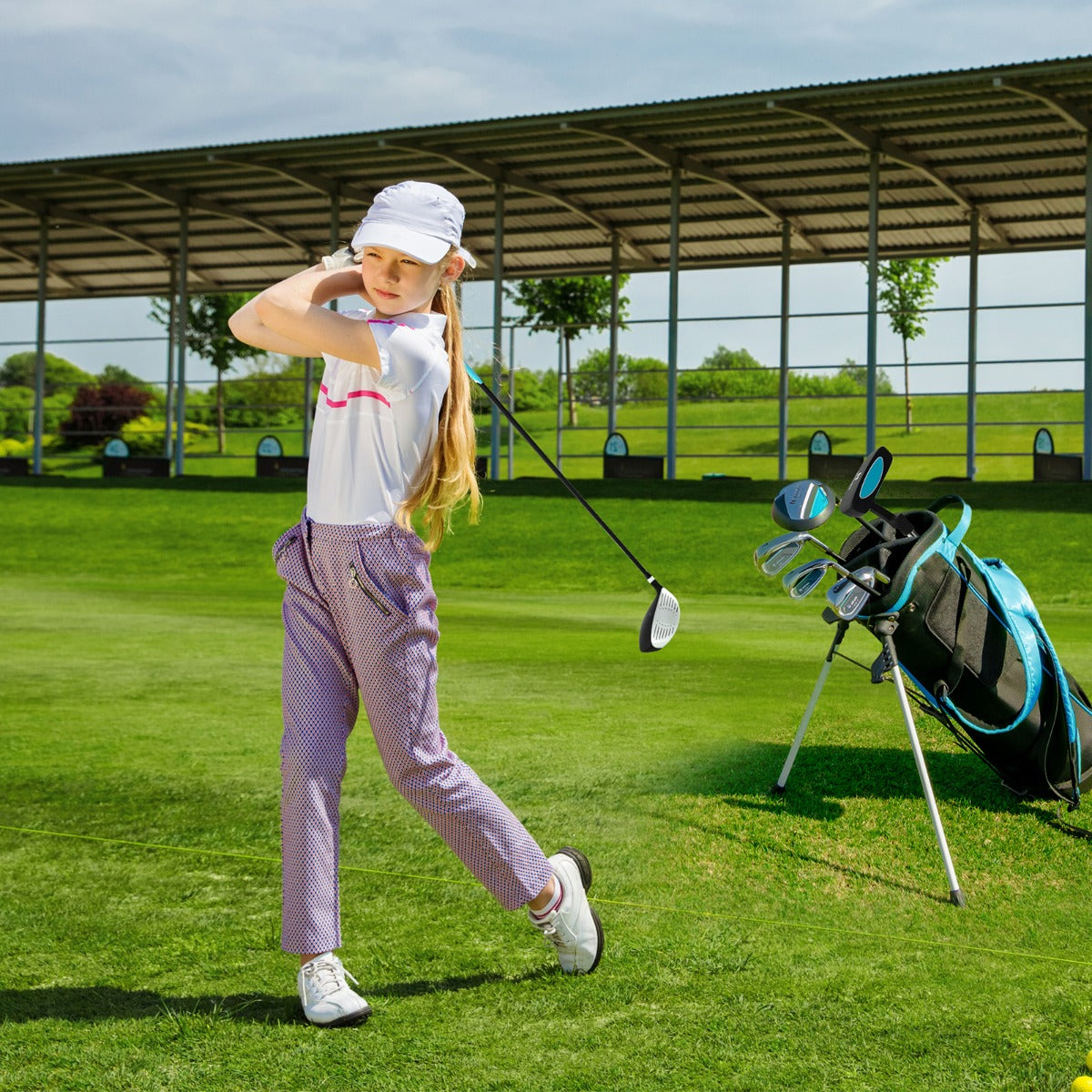 Conjunto de Golf para Crianças de 11-13 Anos – Azul – Liga de Alumínio/ Aço Inoxidável