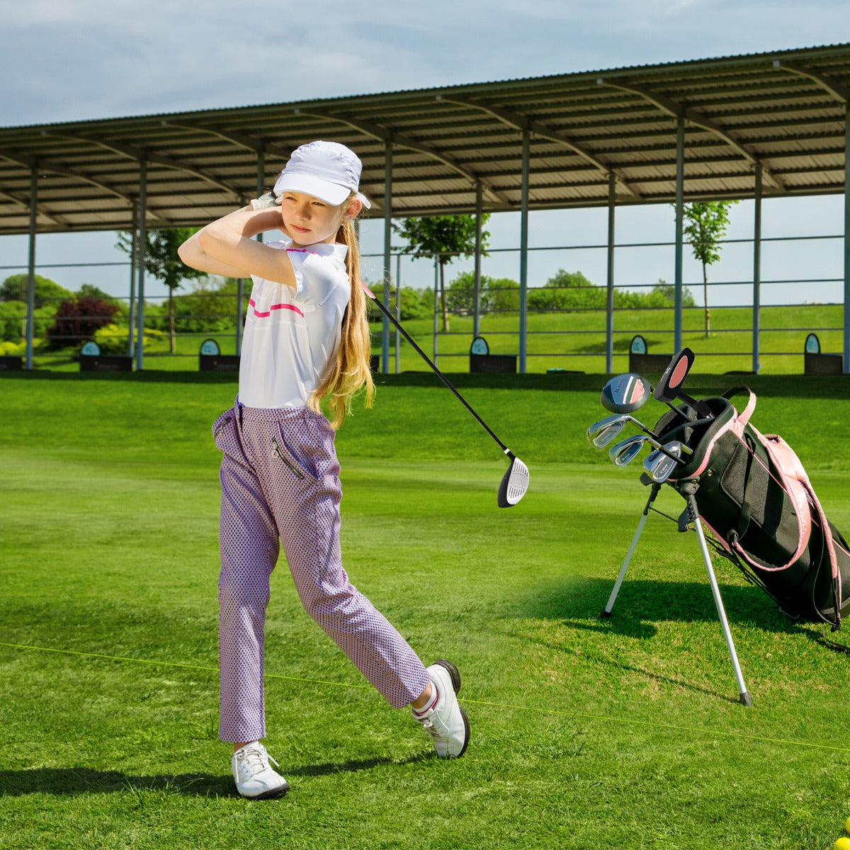 Conjunto de Palos de Golfe para Crianças 11-13 Anos – Rosa – Alumínio e Aço Inoxidável