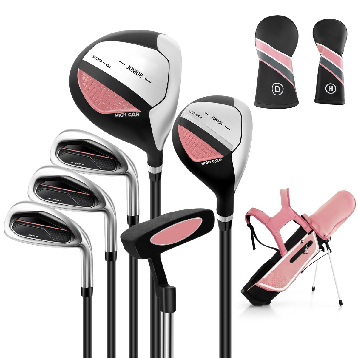 Conjunto de Palos de Golfe para Crianças 11-13 Anos – Rosa – Alumínio e Aço Inoxidável