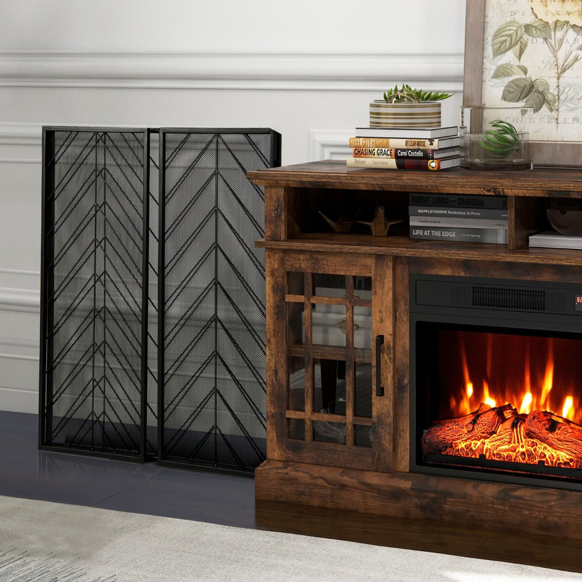 Frente de Proteção de Lareira – 133 x 78 x 2 cm – Preto – Ferro Forjado