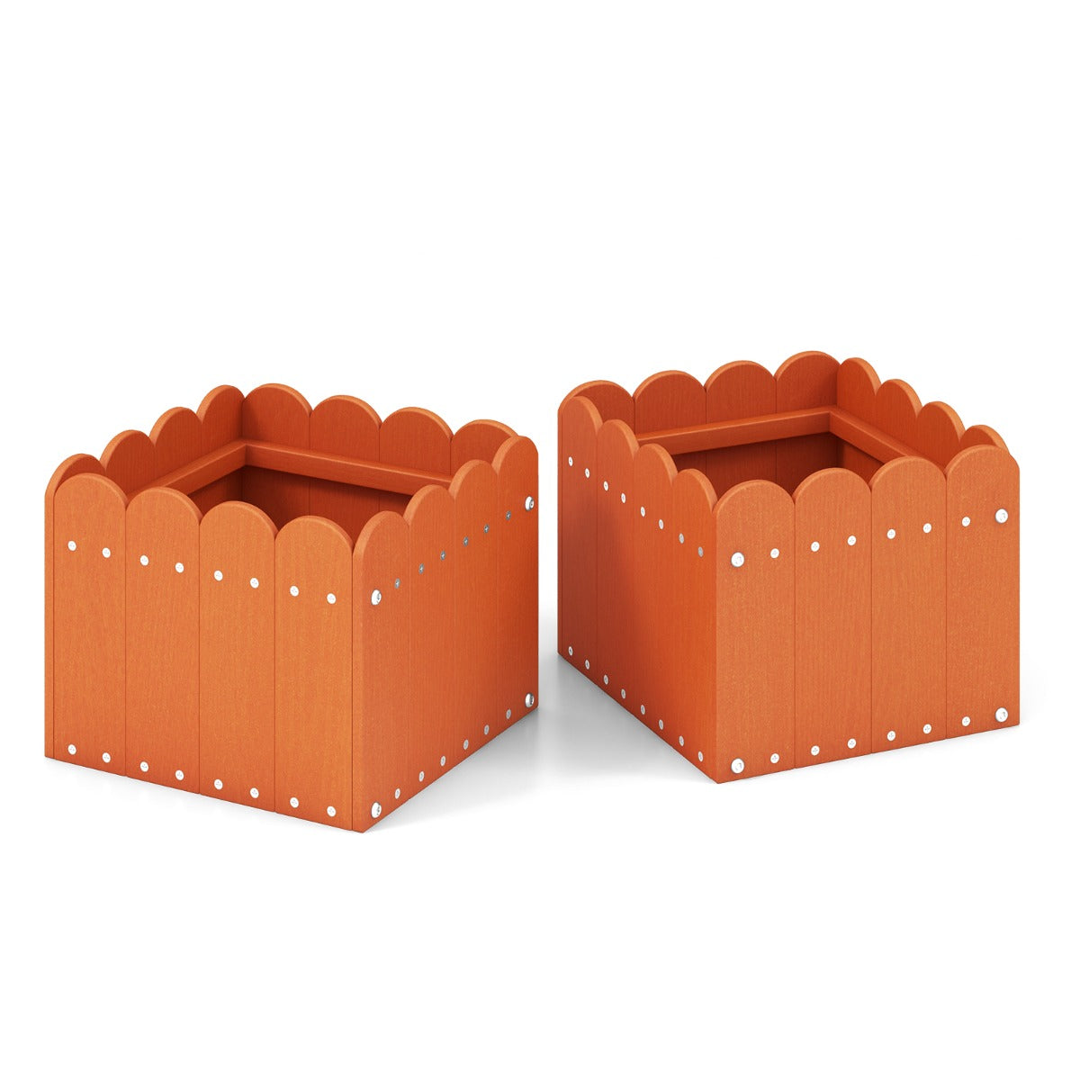 Conjunto de Jardinheiras Quadradas em HDPE – 32 x 30 x 25 cm – Laranja