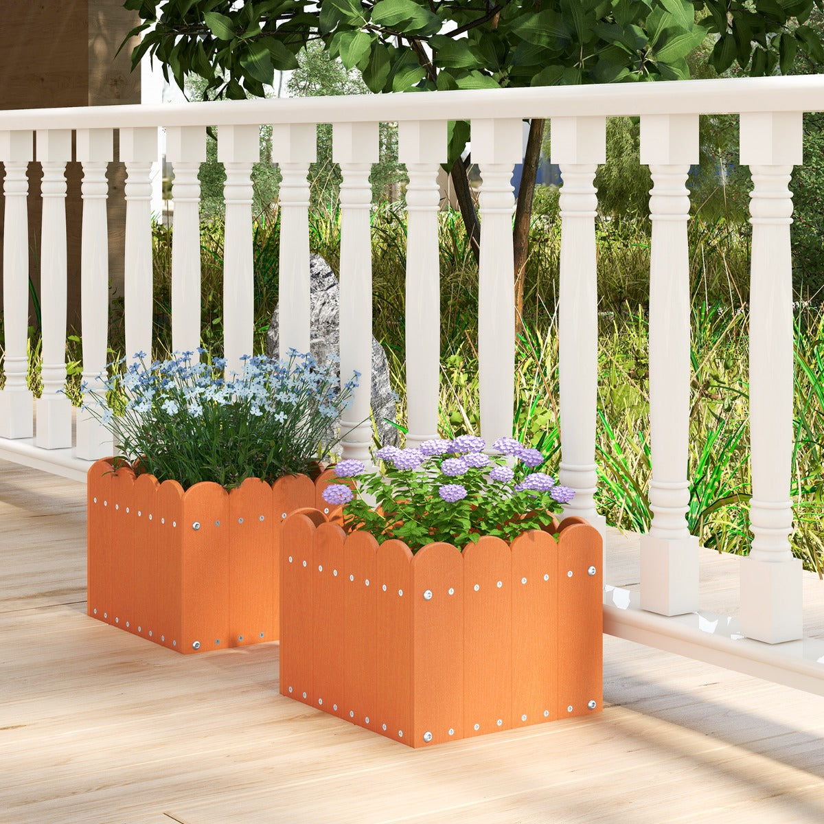 Conjunto de Jardinheiras Quadradas em HDPE – 32 x 30 x 25 cm – Laranja