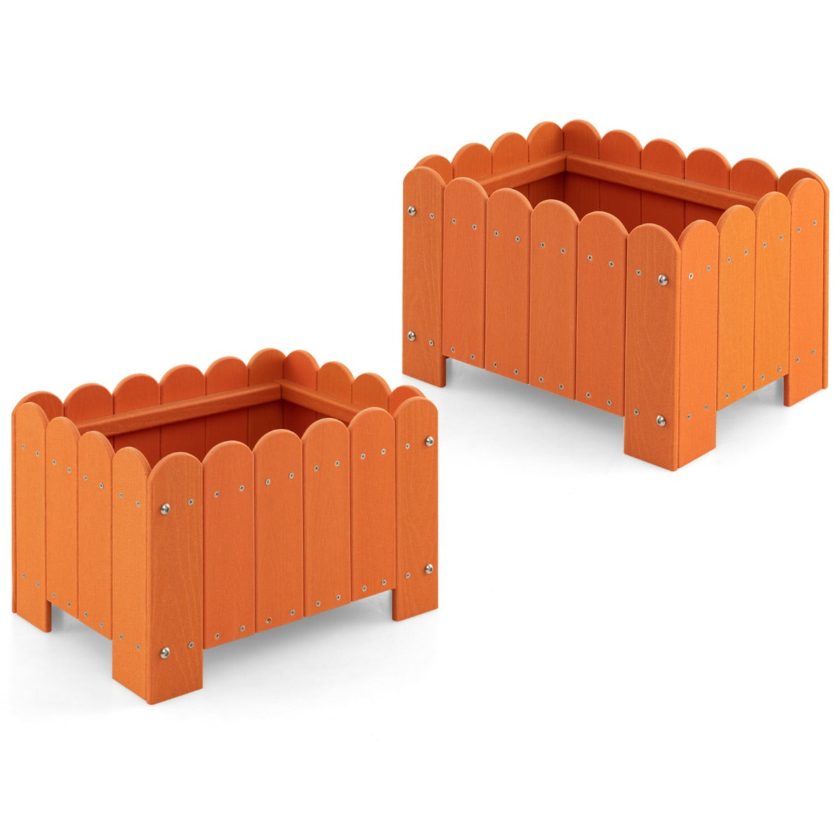 Conjunto de Jardinheiras Quadradas – 45 x 32 x 30 cm – Laranja – HDPE