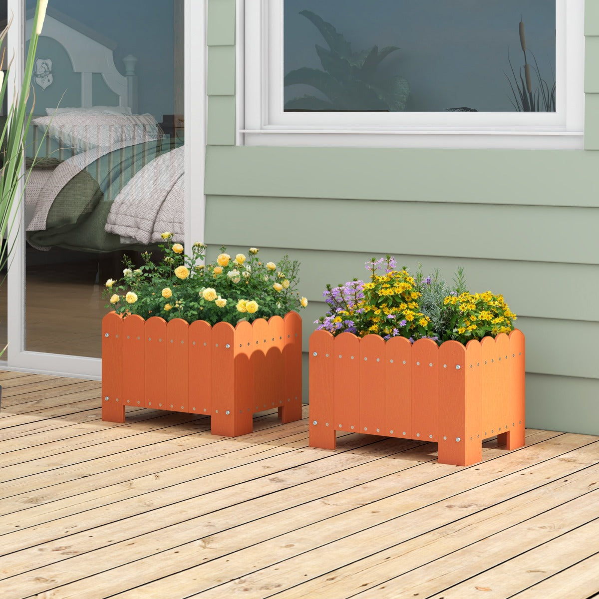 Conjunto de Jardinheiras Quadradas – 45 x 32 x 30 cm – Laranja – HDPE
