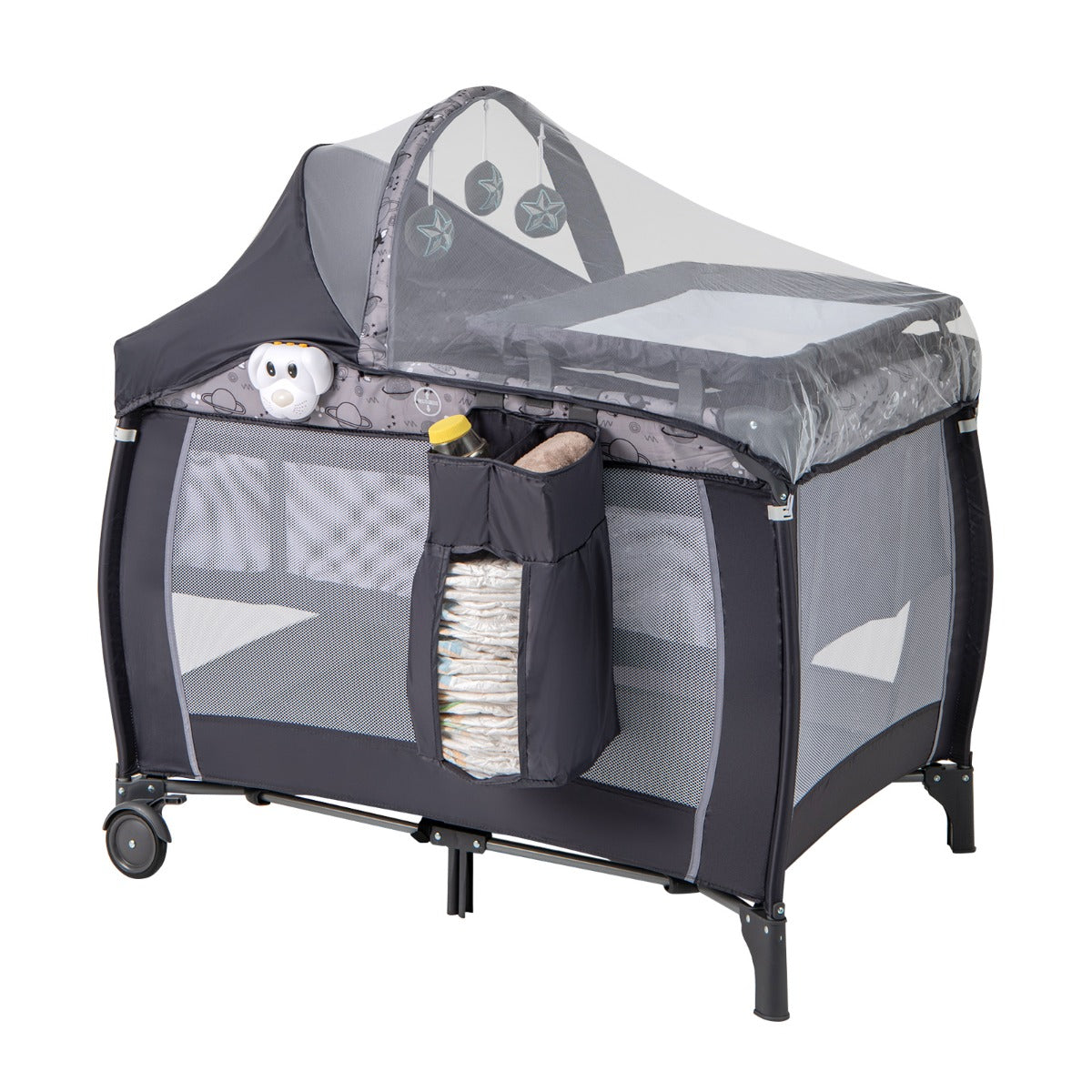 Cuna de Viagem 3 em 1 – Cinzento – Metal