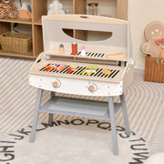 Conjunto de Brinquedos de Churrasco Conjunto de Cozinha de 18 Peças em Madeira para Crianças 3+ Anos