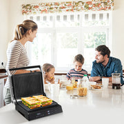 Grelhador Panini Elétrico 1800-2000W 3 em 1 Sanduicheira Abertura 180º Chapas Antiaderentes Controlo de Temperatura 35 x 30 x 14 cm Preto