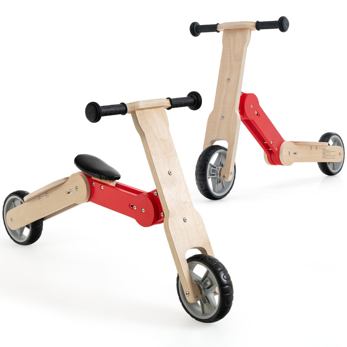 Patinete Conversível para Crianças Bicicleta de Equilíbrio 2 em 1 Assento Removível Guiador Antideslizante Rodas EVA 96 x 38 x 58 cm Vermelho