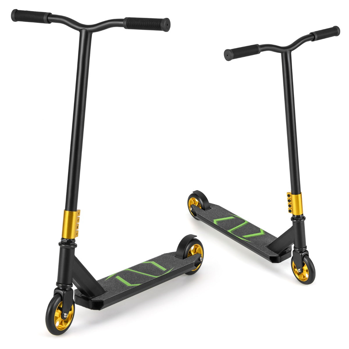 Patinete de Acrobacias para Crianças a partir dos 10 Anos - Scooter Profissional com 2 Rodas e Deck em Alumínio - Suporta 100 kg - Preto